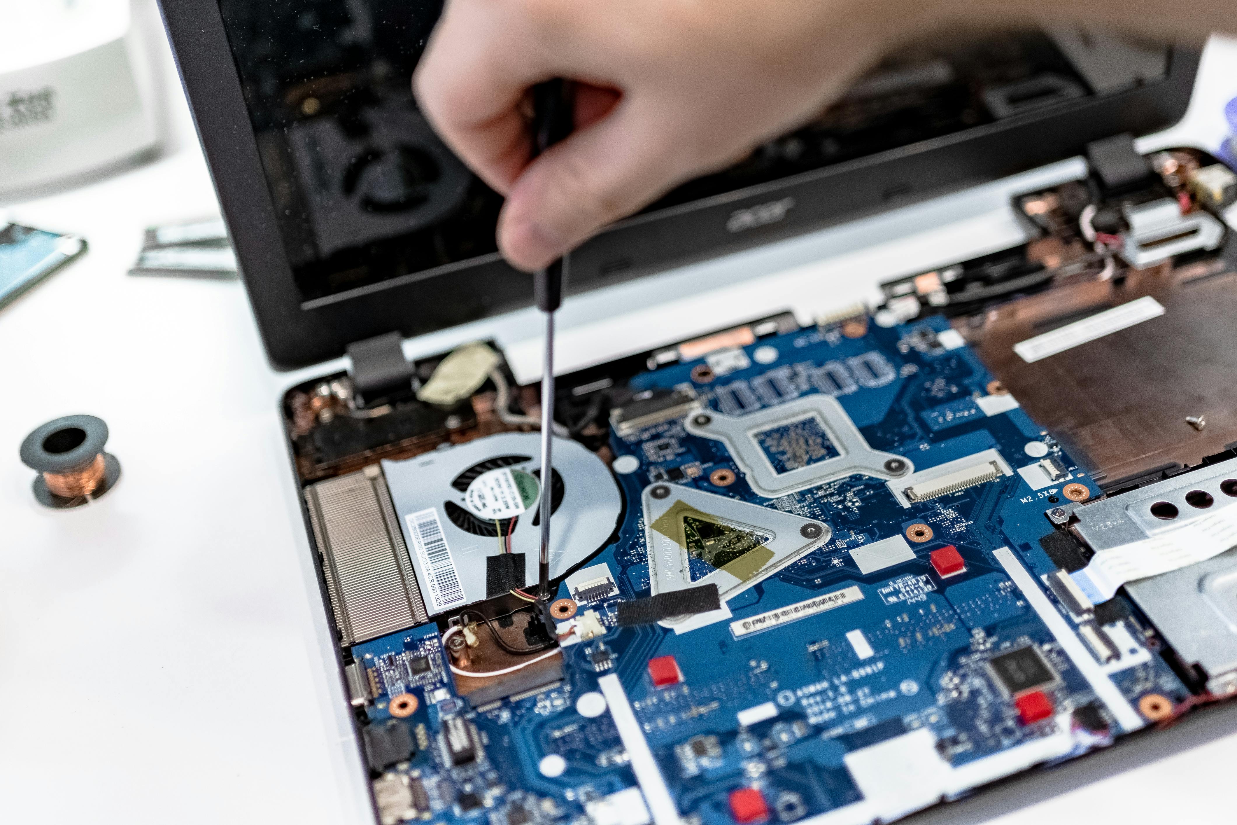 Technician repairing appliance